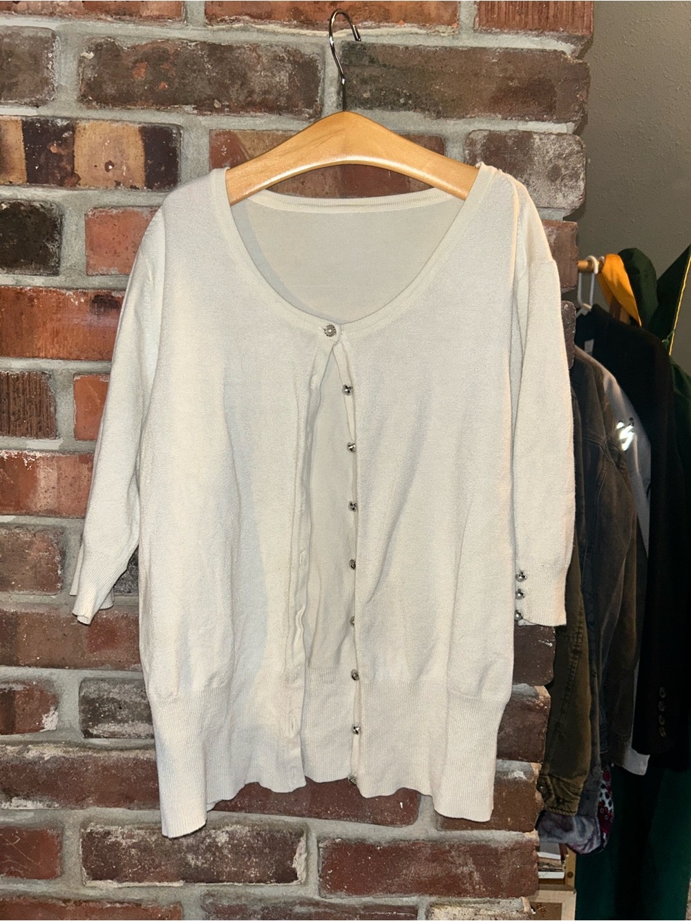 Cream Button-Front Women's Sweater Cardigan